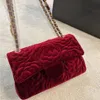 Fall Winter 2023 Womens Camellia Double Flap Designer Bag Velvet Flower Quilted Wallet Hardware Chain Shoulder Crossbody Sac Multi214c