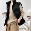 Waistcoats Fashion Winter Women Warm Vest Jacket Korean Zippers Stand Collar Sleeveless Parkas Black Beige Casual Puffer Waistcoats