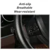 Capas de volante antiderrapante com linha de agulhas trança de volante de couro genuíno capa de carro automático