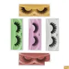 Faux Cils 3D Mink Lashes Colorf Boîte d'emballage de cils dans le style Bk 10 avec carte de base Mticolor fait à la main en gros maquillage des yeux Las Dhu5P