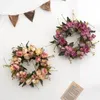 Dekorativa blommor Simulering Garland Dörrdekoration Artificiell Silk Peony Flower Wreath Wedding Window Layout