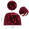 New Women Big flower Stretch Turban Hat Beanies Muslim Inner Hijab Underscarf Hat Bonnet Islamic Headscarf Beanies Hair Loss Hat