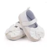 Chaussures de premiers pas pour bébés filles, semelles souples antidérapantes, nœud papillon, mode extérieur, couleur unie, chaussures de princesse pour bébés nés