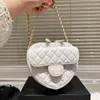 Bolso de diseñador Cadena de amor Bolso de hombro C Cartera a cuadros Hilo de terciopelo Letra doble Color sólido Bolsos de cuero Cintura Raya para mujer Lux