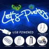 Lets Party LED Neon Znaki Art Wall Decor USB z Onoff Switch Light Lamp Wedding Night Lights Pokój 240220