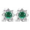 1ct Fantastisk studörhängen lyxiga smycken Real 100% 925 Sterling Silver Round Cut Emerald Cz Diamond Gemstones Elegant Party Women Flower Earring Gift Present