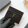 Modedesigner Damen Kartenhalter Kaviar Kroko Lammfell Mini-Geldbörse reine Farbe echtes Leder Kieseltextur Luxus Schwarz walle230i