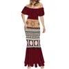 Casual Dresses Evening Party Night Club Off Shoulder Polynesian Tribal Clothing Samoa Pink Plumeria Women Bodycon Mermaid Sexy 7XL