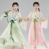 Toneelkleding Danskleding voor kinderen Klassieke dans Elegant Gaas Chinese stijl Oefening Kleding Fan Body Charm Meisjes