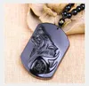 Obsidiaan Wolf Hoofd Ketting Hanger Gesneden Steen Wolf Totems Lucky Amulet Kralen Kettingen Voor Vrouwen Mannen Cool Jewelry9142652