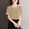 Blouses Femmes VONDA Mode Femmes Chemises d'été 2024 Élégant Manches courtes Patchwork Casual Tunique Lâche Tops O-Cou Blusas Femininas