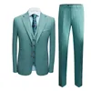 Mäns kostymer 2024 Spring Suit Set Korean Light Green Casual Three Piece