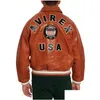 Мужские куртки Кожаный бомбер с зерном аллигатора оранжевый размер США Avirex Повседневный спортивный костюм для полетов из толстой овчины Cool Jacketstop Ot4ag 695