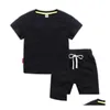 Kläder sätter sommarvarumärke babykläder passar barn mode pojkar flickor tecknad t-shirt shorts 2 st/set småbarn casual dr dhqpo