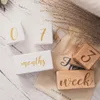 1Set Handmade Baby Milestone Cards Square Engraved Wood Infants Bathing Gifts born Pography Calendar Po Accessories 240220
