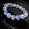 Brin naturel bleu clair pierre de lune clair perles rondes Bracelet extensible 13mm femmes hommes mode pierre véritable