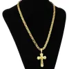Collar de cruz religiosa de Jesús para hombre, colgante de crucifijo de acero inoxidable dorado con cadena, regalo de joyería masculina 2024224