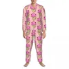 Men's Sleepwear Funny Ice Creams Autumn Devil Print Loose Oversized Pajamas Set Man Long Sleeve Kawaii Bedroom Graphic Home Suit