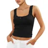 Kvinnors tankar Ruewey Women s Bow Tank Tops Lace Trim Scoop Neck Backless Ribbed Crop Basic Slim Fit Cami Shirts