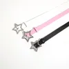 Riemen Roze Leer Elastisch Strass Ster Gesp Riem Y2K Binding Verfraaid Tailleband Pentagram Retro Decoratie Accessoires