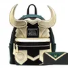 Loki-mochila de cuero Pu con cuerno, bolsa para ordenador portátil de viaje, mochilas escolares, bolso para estudiantes y adultos, billetera, regalos de cumpleaños, 255M