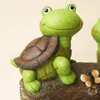 Decorations 10" Garden Statue Turtles FigurineCute Frog Face Turtles Resin Statue with Solar Lights, Outdoor Fall Gnomes Decorations for Yard