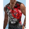 Tanktops voor heren Nieuwe mode Mouwloze print Zomer Heren Leeuwpatroon Vrije tijd Oversize V-hals Kleding Ademend ondershirt Fitness tanktopsL2402