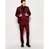 Men's Suits Formal Red Blazer Black Peaked Lapel Single Breated Slim Fit Skinny 3 Piece Jacket Pants Vest Prom Wedding Outfits