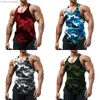 Regatas masculinas verão camuflagem regata masculina respirável musculação camiseta roupas de ginástica