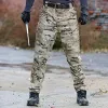 パンツ男子戦術的な軍事迷彩貨物パンツ屋外戦闘弾性マルチポケット防水ズボンキャンプハイキングアーミー