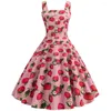 Sukienki zwykłe Czystość letnia sukienka kobiety 2024 Odzież Vintage wiśniowa druk bez rękawów