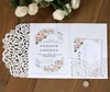50pcs lazer kesim gül çiçekleri düğün davetiyeleri kartı rsvp kartları ile zarfı özelleştirme doğum günü mariage vaftiz parti tedariki