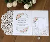 50pcs laser cortado flores rosa clard de convites de casamento com cartões RSVP Personalize Envelope Birthday Mariage Baptism Party Supply