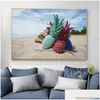 Schilderijen Keuken Canvas Drie Ananassen Schilderij Cuadros Scandinavische Posters en Prints Home Decor Kunst aan de muur Fruit Picture Living R Dhwsi