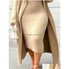 Plus Size Dresses Lw Dress Teddy Plain Bodycon Set Womens 2024 Autumn Winter Warm Sexy Elegant Cocktail Evening Party Drop Delivery A Dhdsm