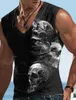 Men's Tank Tops Vintage Mens 3D Printed Sleeveless Sports Vest Vacation Hell Skull Fitness T-Shirt Crew Neck Shirt Four Seasons Clothing S-5XlL2402