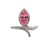 Кольца кластера Весна Qiaoer 18-каратное позолоченное серебро 925 пробы 5 10 мм огранка «маркиза» Розовый высокоуглеродистый бриллиант с драгоценным камнем Ювелирное кольцо для женщин