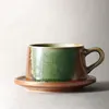 Mugs Painted Kiln Change Ceramic Coffee Cup Japanese Modern Color Glaze Milk Cups With Dish Home Office Desktop Water Drinkware