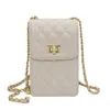 Women's City New Crossbody Shoulder Korean Fashion Small Fragrant Wind Lingge Chain Phone Bag 75% factory direct sales