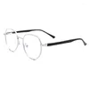 Okulary przeciwsłoneczne ramy wielokątne retro tytanowe metalowe okulary rama ultra światła krótkowzroczność Kobiety loparne okulary niebieskie Oculos