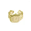 Cluster Anéis Livvy Cor Prata Vintage Criativo Numeral Romano Relógio em Forma para Mulheres Design Exclusivo Moda Tendência Jóias