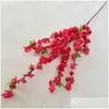 Ghirlande di fiori decorativi Fiore artificiale di seta 90 Testa Grandi rami di fiori di pesco per accessori per la composizione di nozze Stelo finto Dhhi1