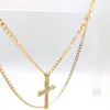 Kruis 24 k massief goud GF charmes lijnen hanger ketting Curb Chain christelijke sieraden fabriek groothandel kruisbeeld god cadeau