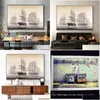 Paintings Natural Abstract Boat Landscape Oil Painting On Canvas Cuadros Mediterran Posters And Prints Wall Art Picture For Living Roo Dhfjs