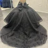 Black Shiny Quinceanera Dress Off Shoulder XV Dress Para Eventos Especiale Applique Lace Beads Tull Sweet Vestidos De 15 Anos