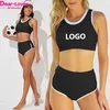 Cher-amant personnalisé taille haute côtelé deux pièces vêtements de plage Patchwork Sexy Bikini ensemble personnalisé Fitness maillots de bain femmes