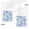 Shopping Bags Cute Pagoda Forest Tote Bag Reusable Blue Delft Vintage Chinoiserie Canvas Grocery Shoulder Shopper