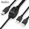 Lballist USB 2.0 Type B to Dual A Clibiter Cable مع محمية محمية مضفرة بتبديل.