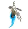 Porte-clés de voiture attrape-rêves, pendentif pompon plume, sac de paume Turquoise