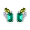 Emerald Gemstone Stud Earrings S925 Silver Shiny Zircon örhängen Europeiska temperament Nischdesignsmycken2466